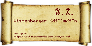 Wittenberger Kálmán névjegykártya